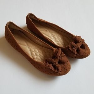 Brown Bow Textured Flats, 6.5M, Victoria K